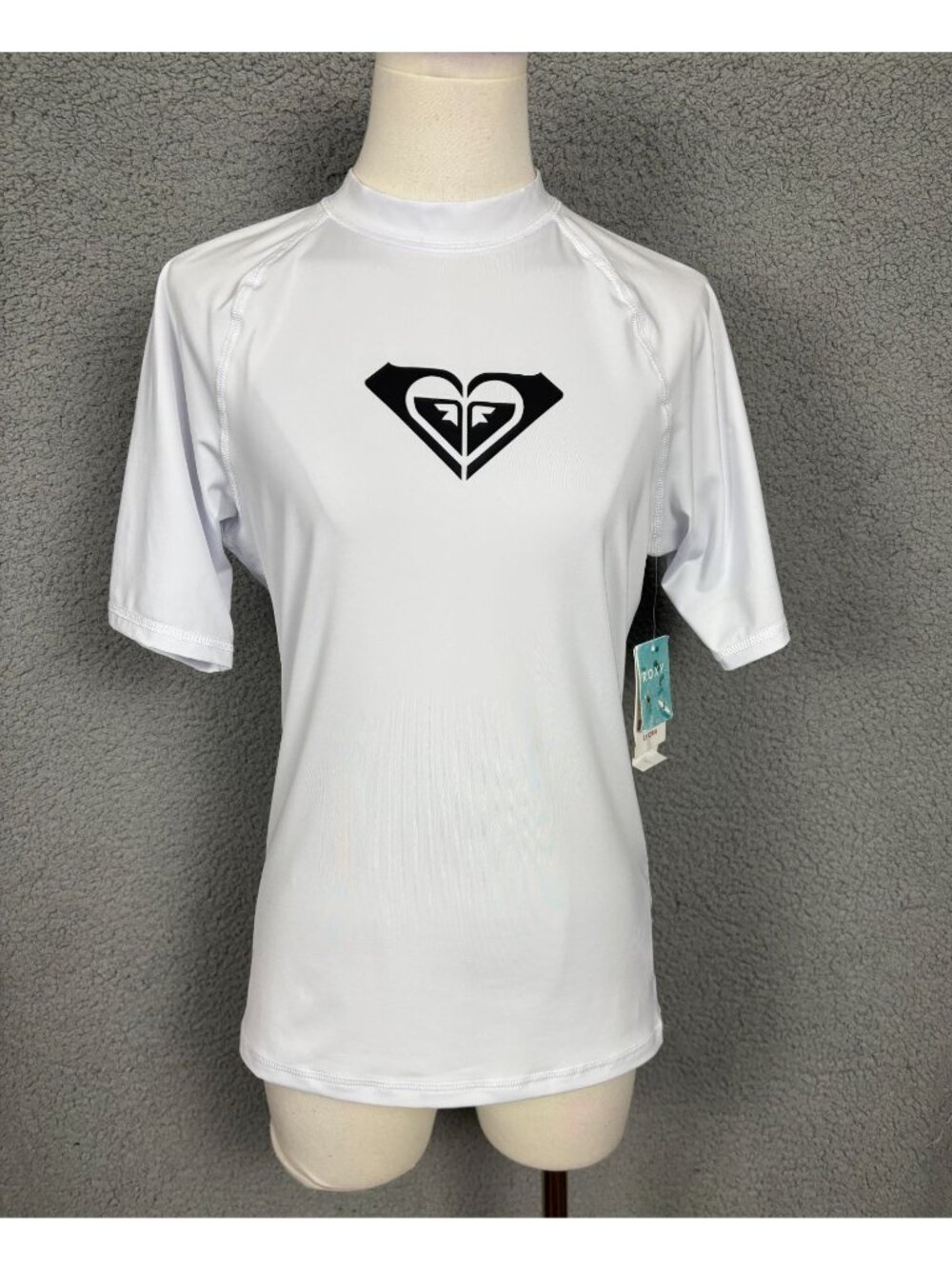 Roxy Women's Whole Hearted Short Sleve Rashguard White Large New With Tag's.